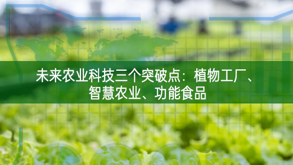 未來農業科技三個突破點：植物工廠、智慧農業、功能食品
