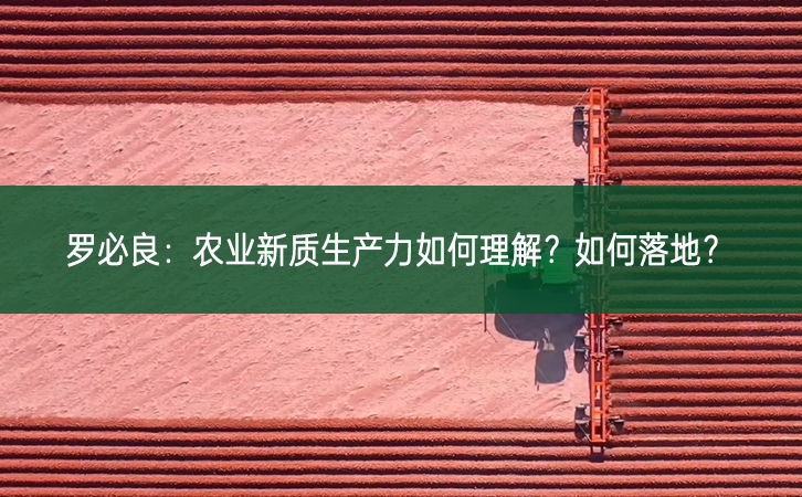 羅必良：農業新質生產力如何理解？如何落地？